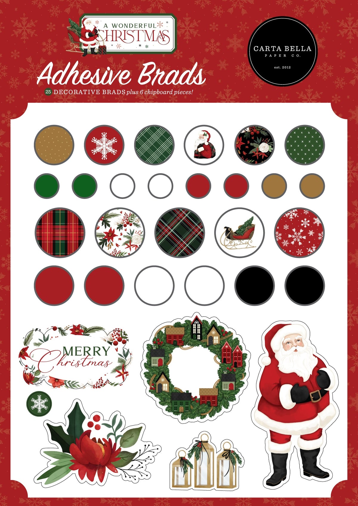 Carta Bella Decorative Brads - A Wonderful Christmas