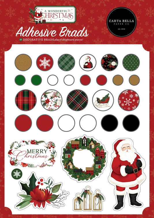 Carta Bella Decorative Brads - A Wonderful Christmas