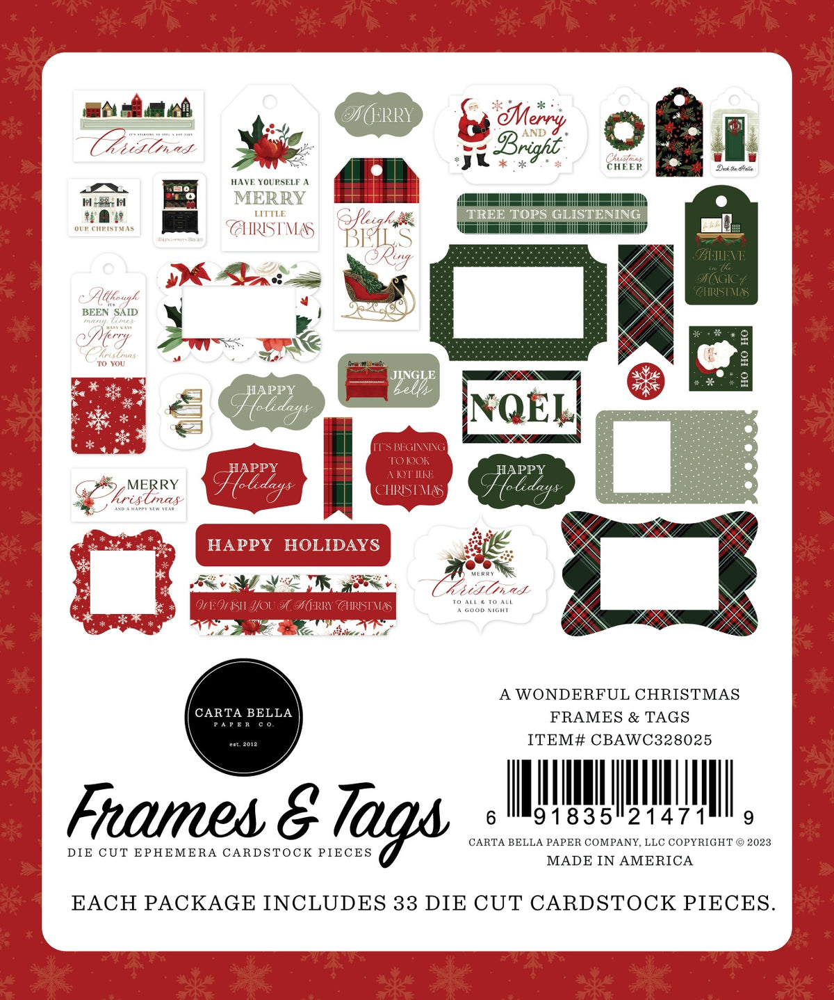Carta Bella Decorative Brads - A Wonderful Christmas