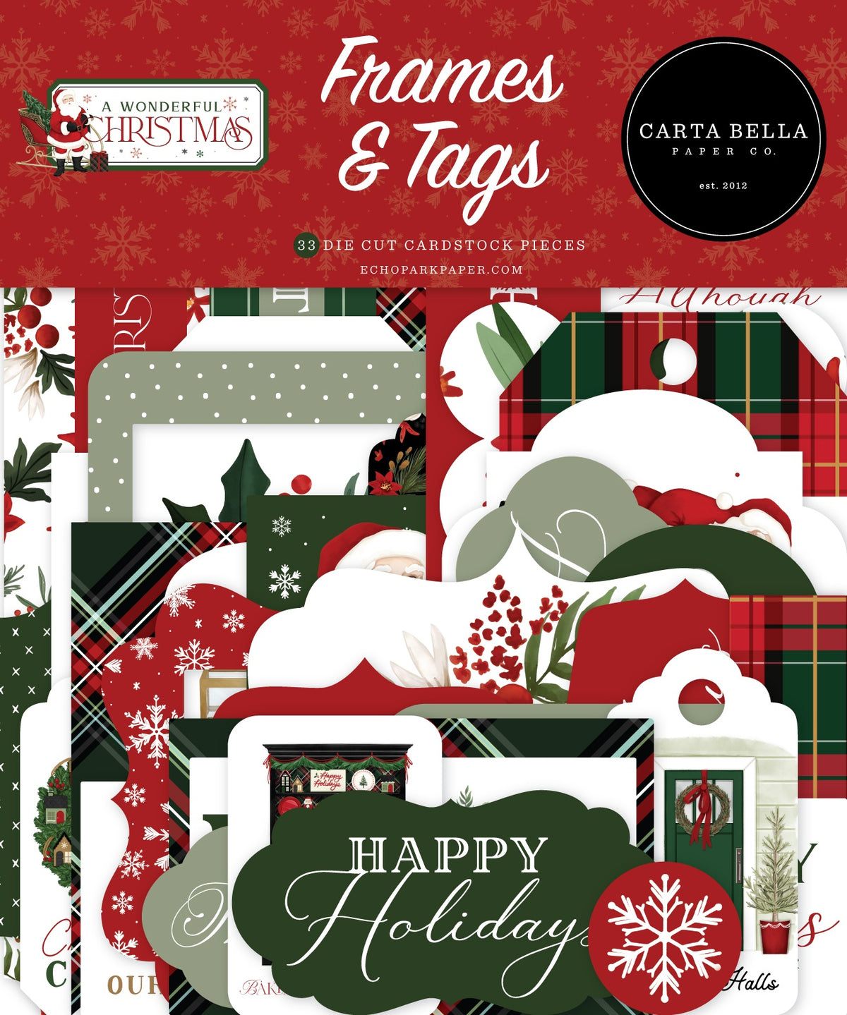 Carta Bella Cardstock Ephemera - Frames & Tags, A Wonderful Christmas