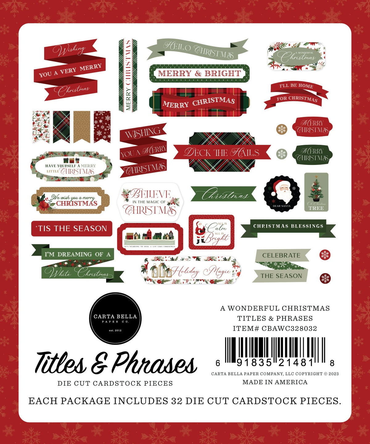 Carta Bella Cardstock Ephemera - Titles, A Wonderful Christmas