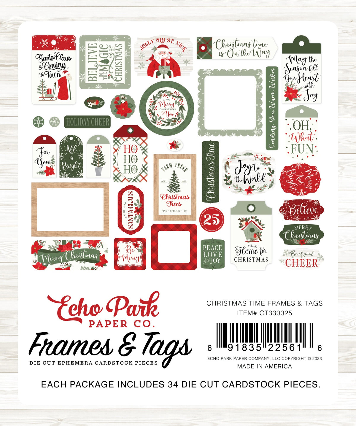 Echo Park Cardstock Ephemera - Frames & Tags, Christmas Time