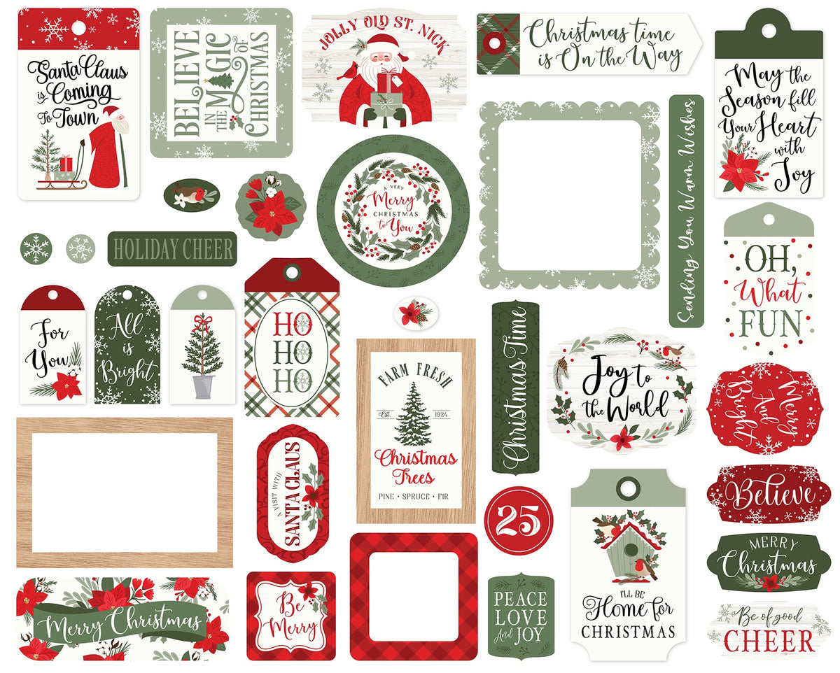 Echo Park Cardstock Ephemera - Frames & Tags, Christmas Time