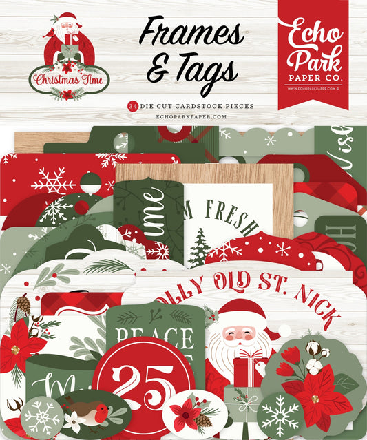 Echo Park Cardstock Ephemera - Frames & Tags, Christmas Time