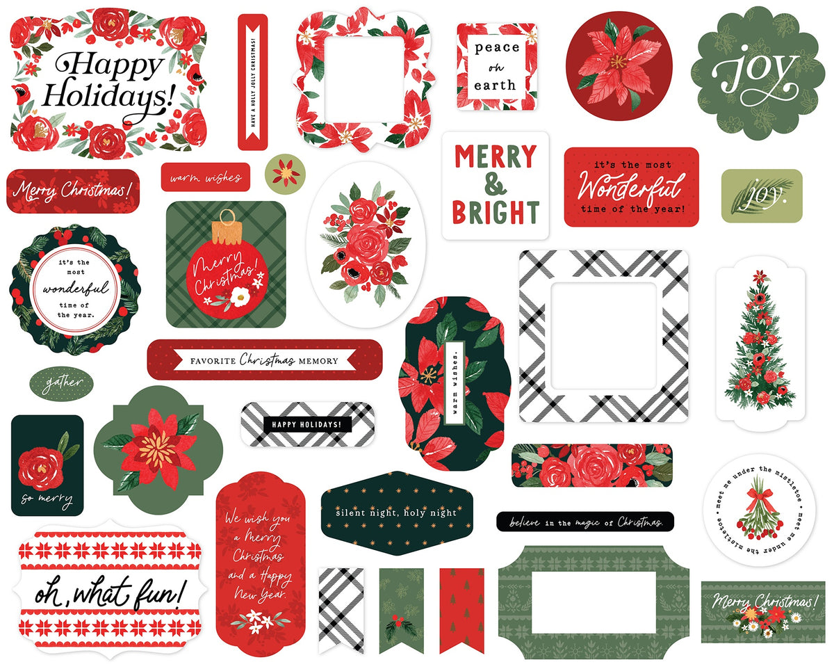 Carta Bella Cardstock Ephemera - Merry Christmas Flora