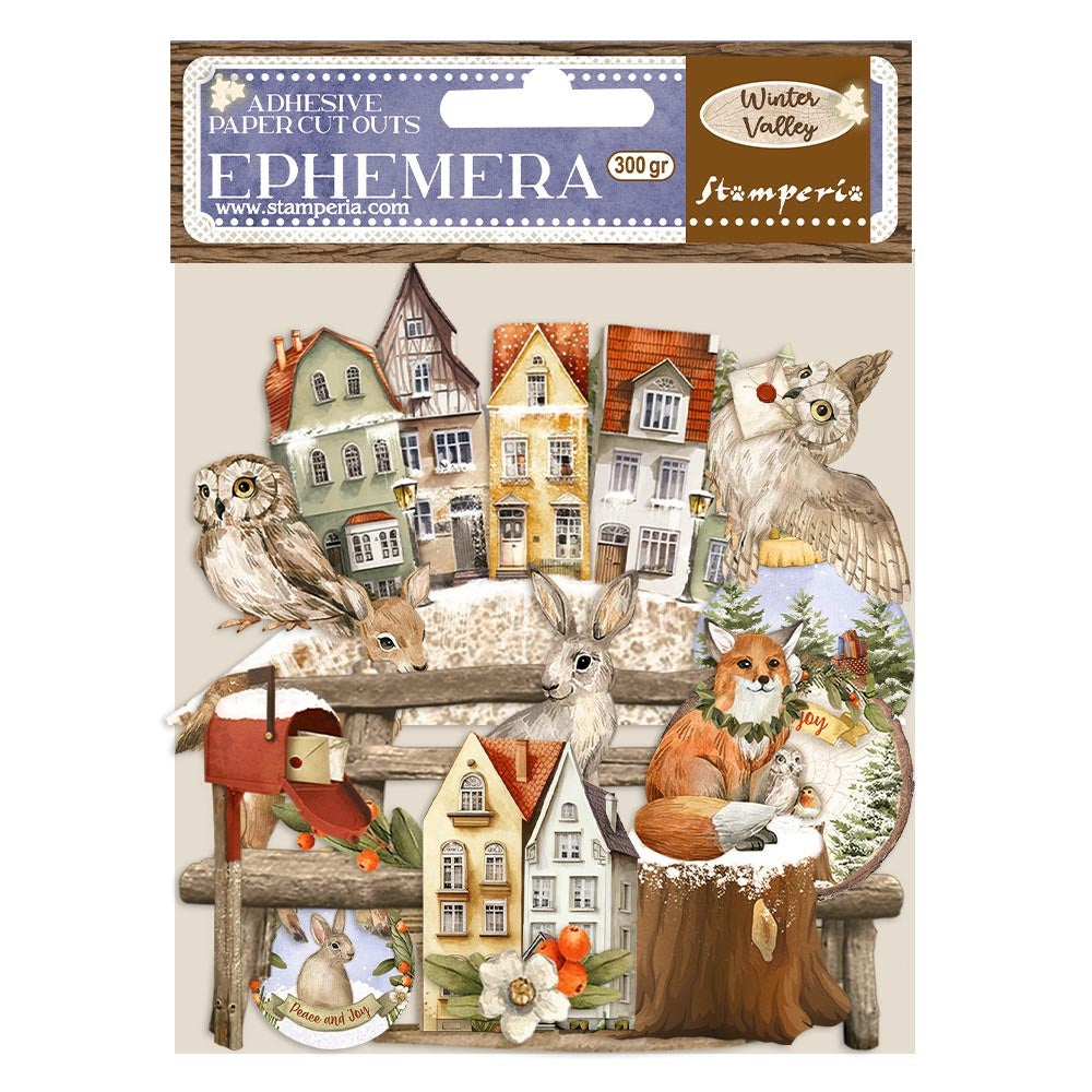 Stamperia Cardstock Ephemera Adhesive Paper Cut Outs - Winter Valley