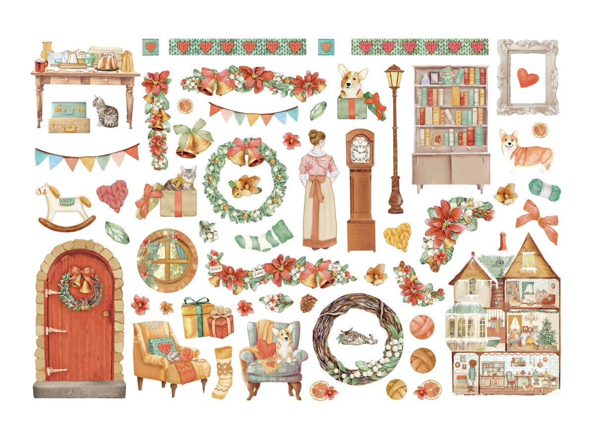Stamperia Cardstock Ephemera Adhesive Paper Cut Outs - All Around Christmas