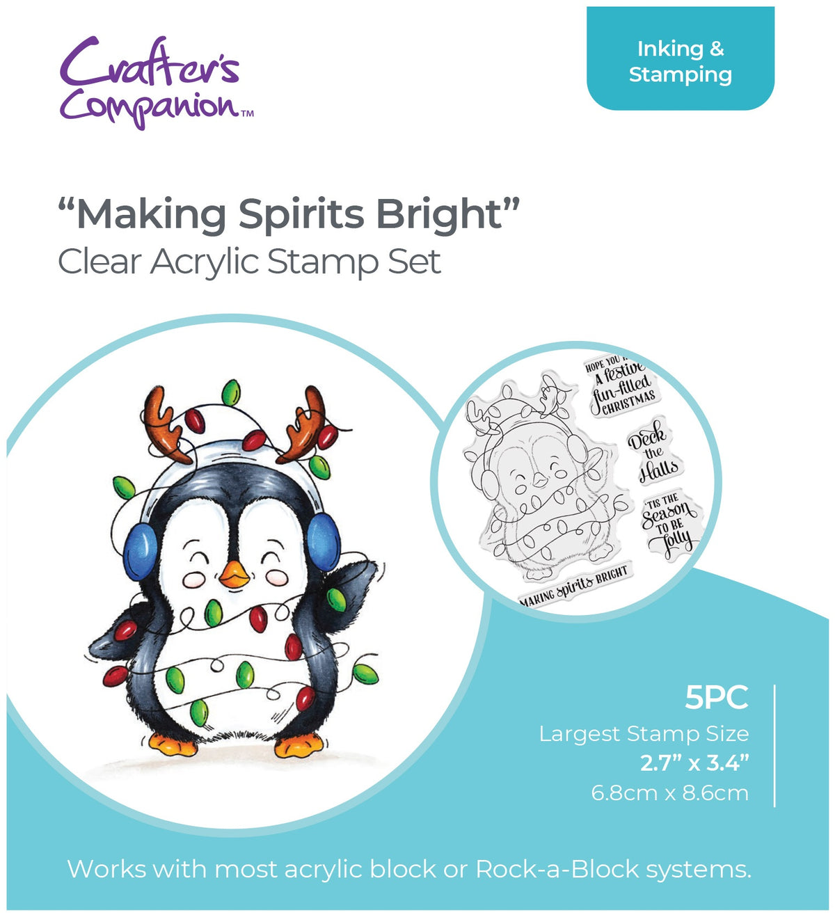 Crafter's Companion Acrylic Clear Stamp 4"X4" - Making Spirits Bright
