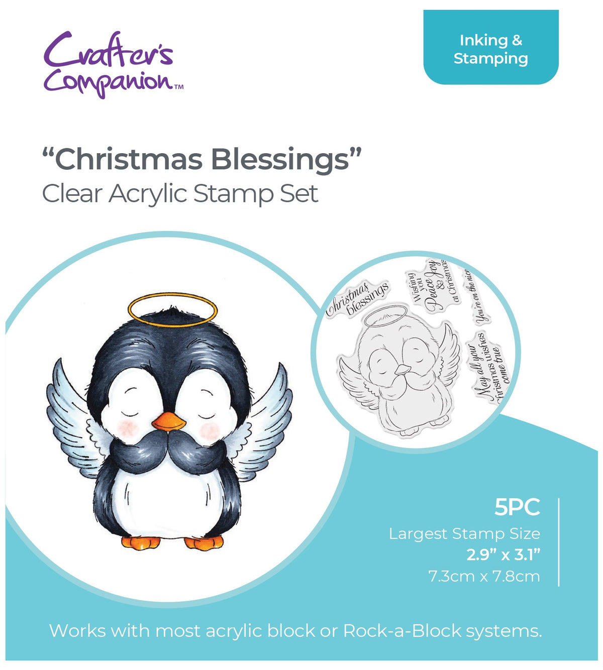 Crafter's Companion Acrylic Clear Stamp 4"X4" - Christmas Blessings