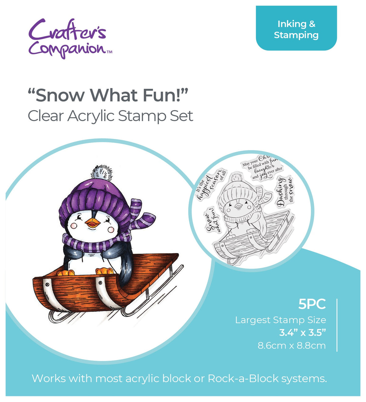 Crafter's Companion Acrylic Clear Stamp 4"X4" - Snow What Fun