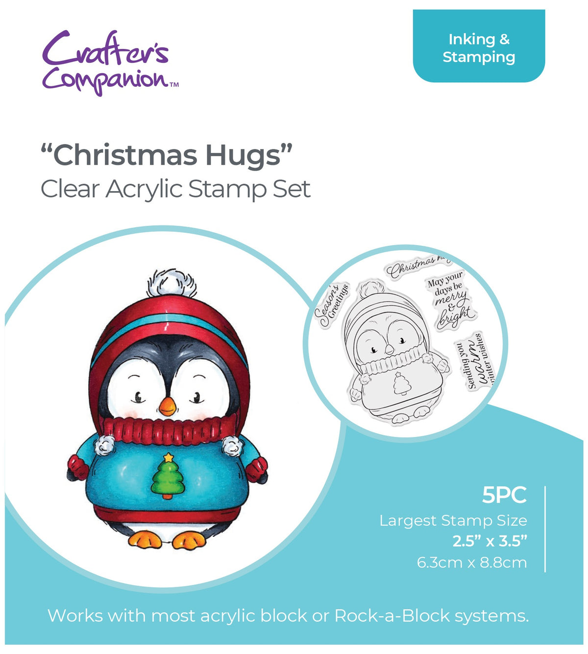 Crafter's Companion Acrylic Clear Stamp 4"X4" - Christmas Hugs