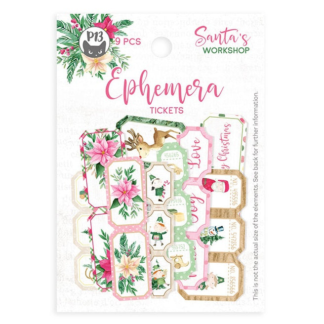 Santa's Workshop Ephemera Cardstock Die-cuts 9/Pkg - Tickets