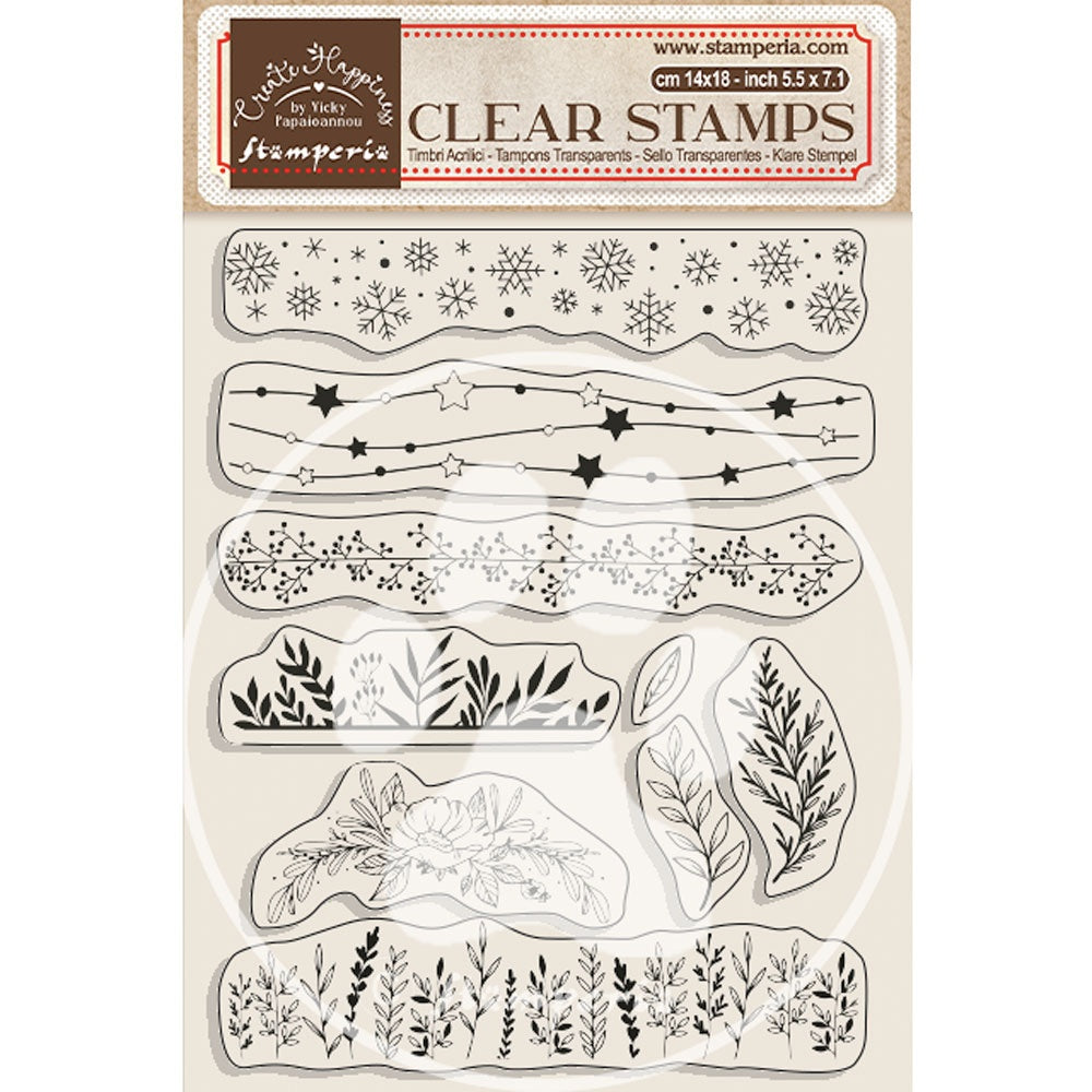 Create Happiness Christmas Plus Clear Stamps - Christmas Borders With Leaves