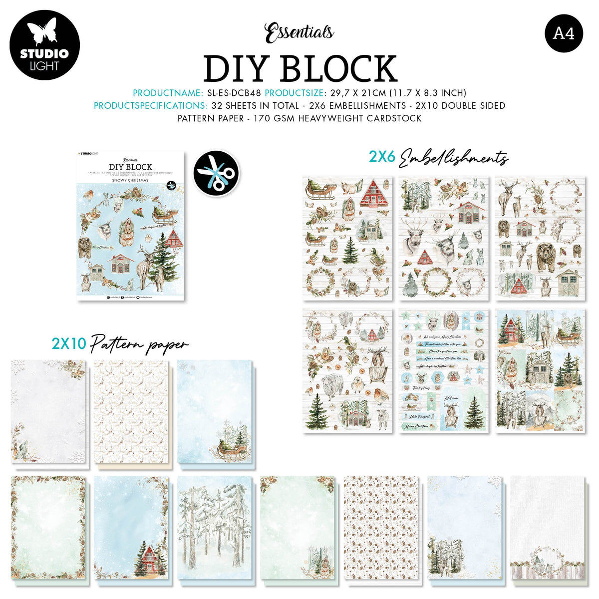 Studio Light Essentials DIY Block -Nr. 48, Snowy Christmas