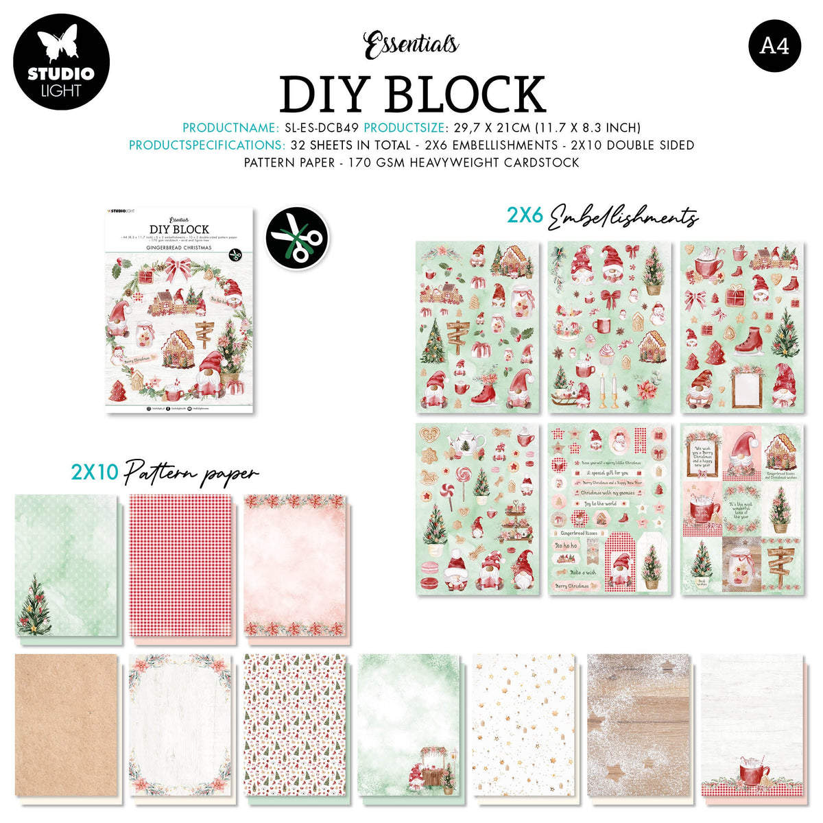 Studio Light Essentials DIY Block - Nr. 49, Gingerbread Christmas