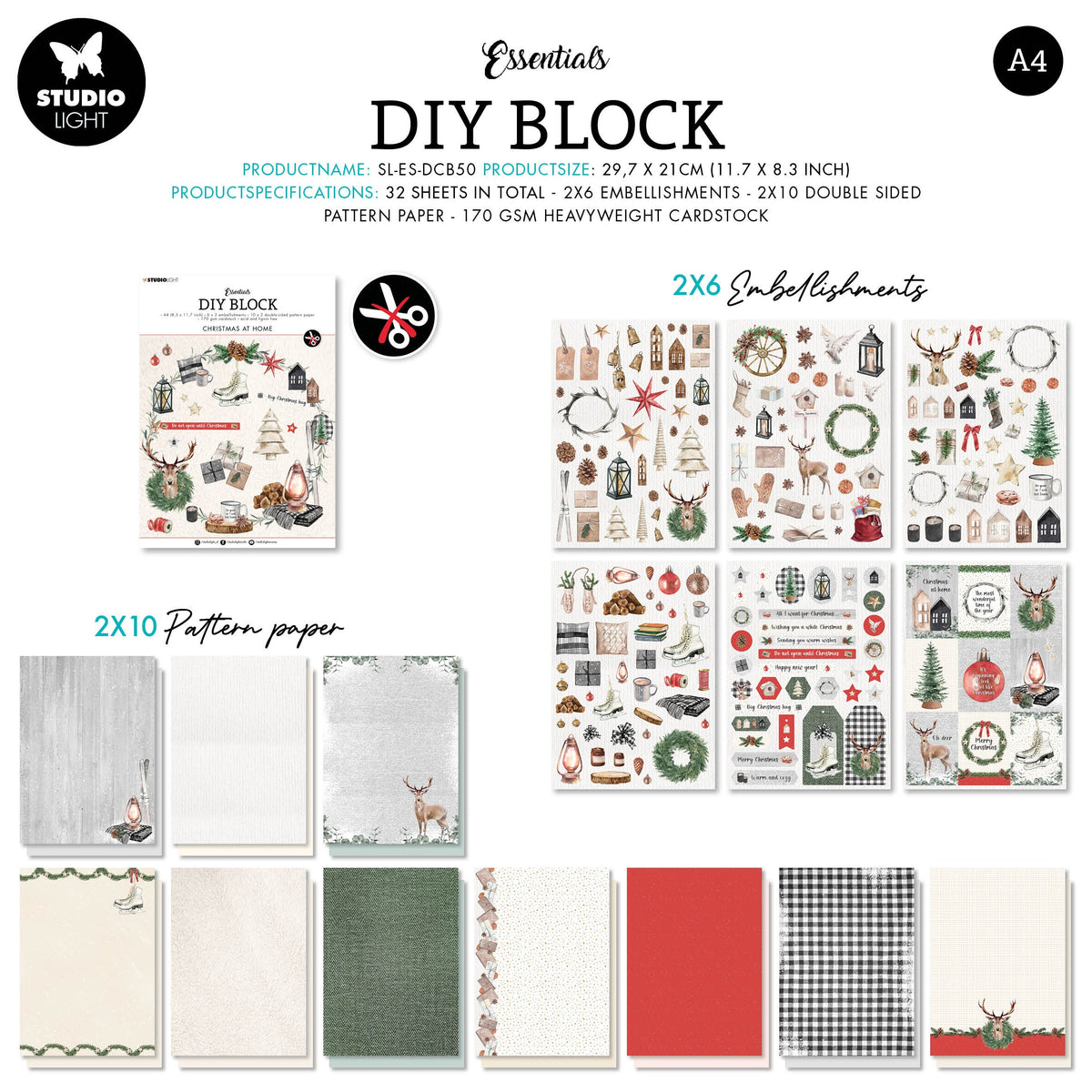 Studio Light Essentials DIY Block - Nr. 50, Christmas At Home