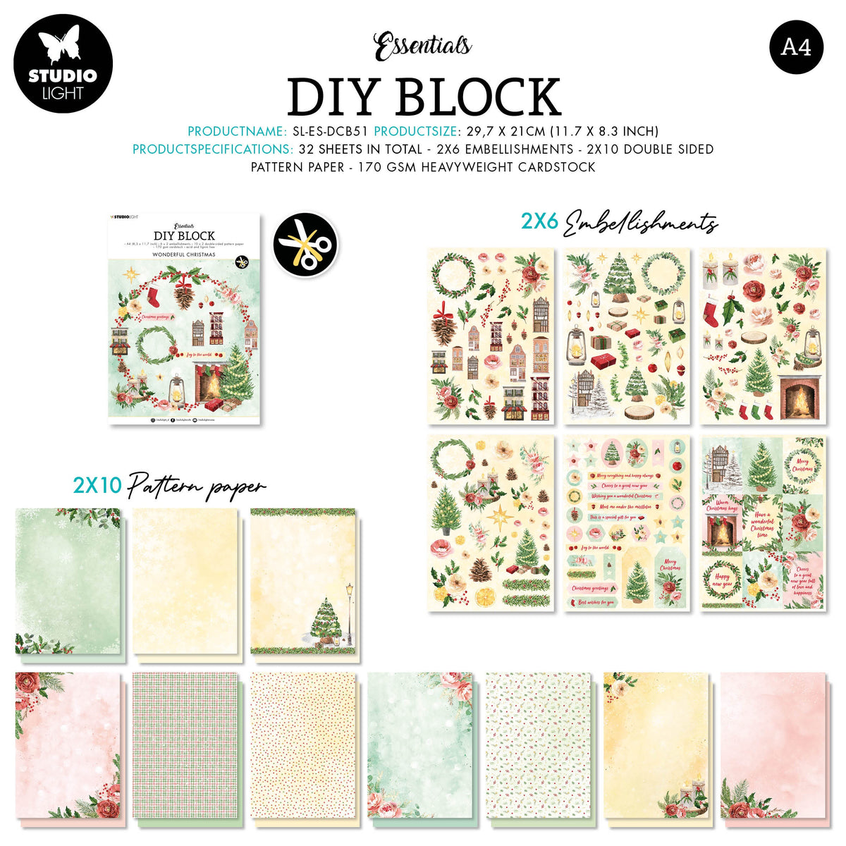 Studio Light Essentials DIY Block - Nr. 51, Wonderful Christmas