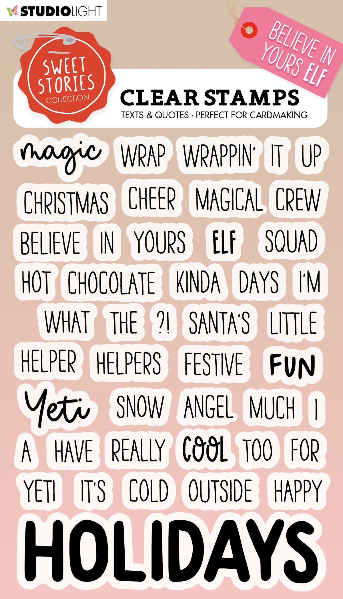 Studio Light Sweet Stories Clear Stamp - Nr. 498, Quotes Believe In Yours Elf