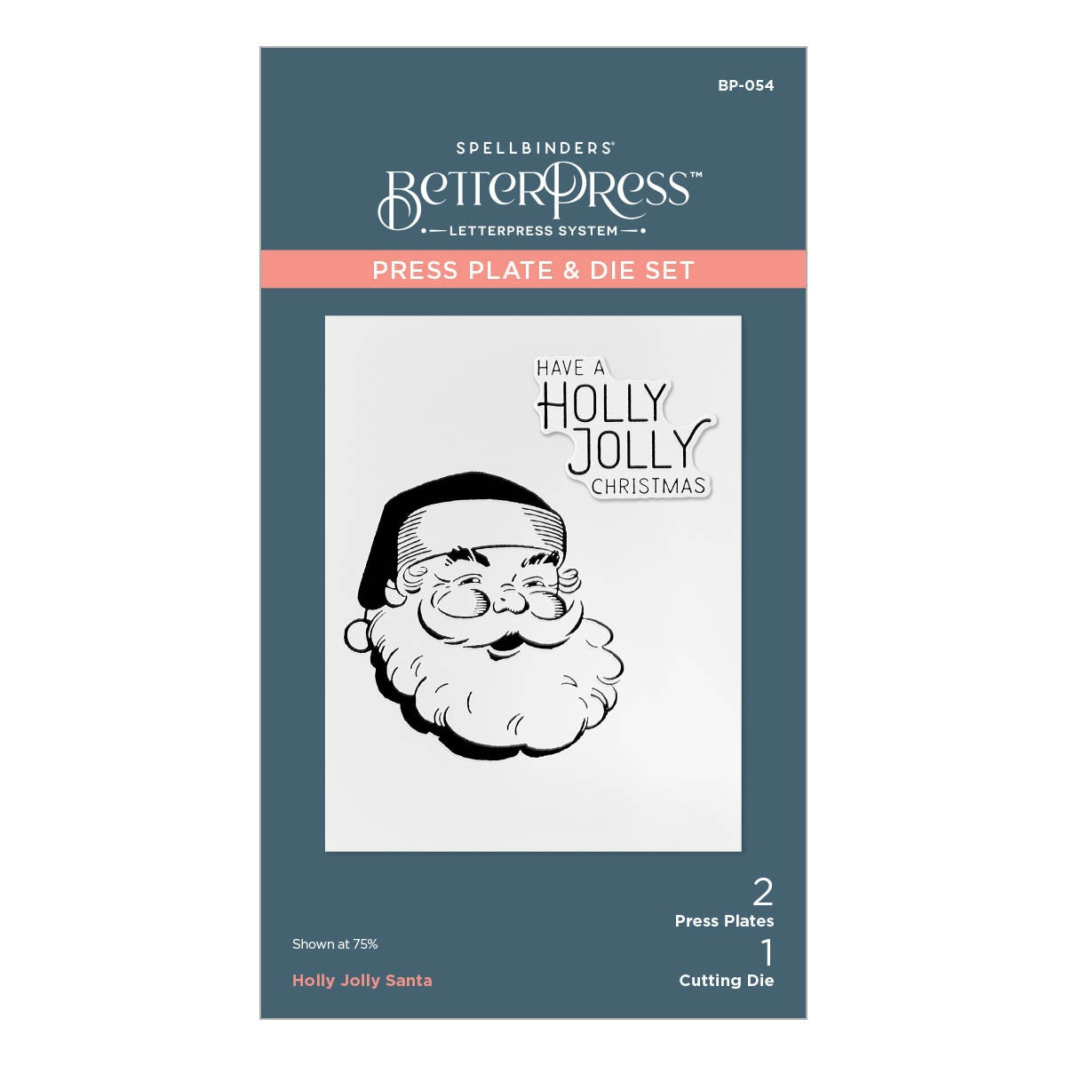 Spellbinders BetterPress Letterpress Press Plates & Die Set - Holly Jolly Santa