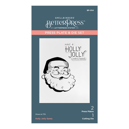 Spellbinders BetterPress Letterpress Press Plates & Die Set - Holly Jolly Santa