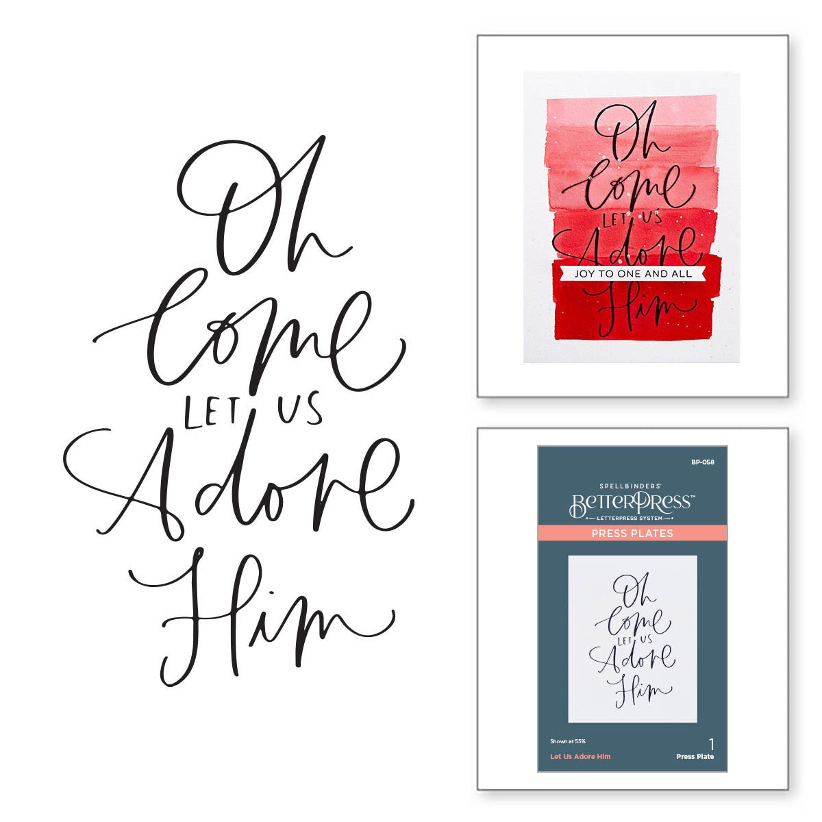 Spellbinders BetterPress Letterpress Press Plates & Die Set - Let Us Adore Him