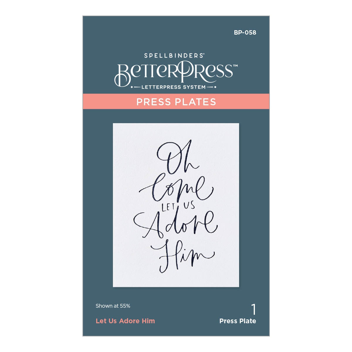 Spellbinders BetterPress Letterpress Press Plates & Die Set - Let Us Adore Him