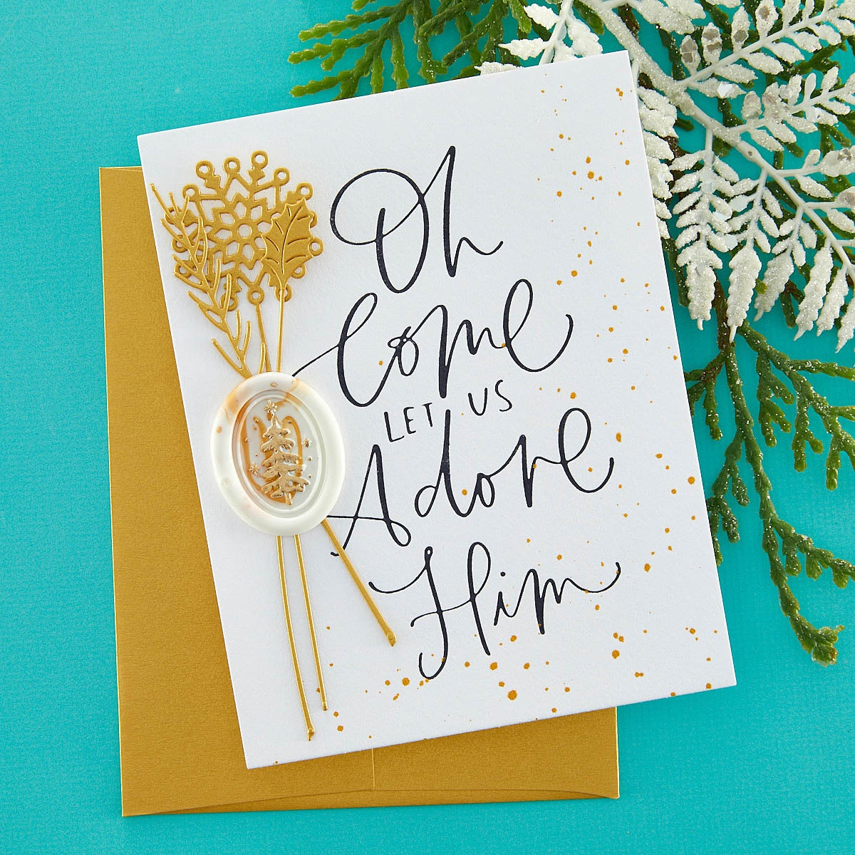 Spellbinders BetterPress Letterpress Press Plates & Die Set - Let Us Adore Him