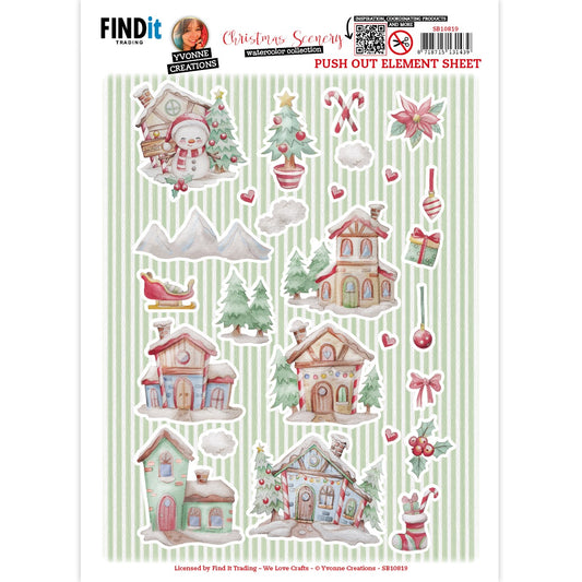 Find It Trading Yvonne Creations Punchout Sheet - Small Elements B, Christmas Scenery