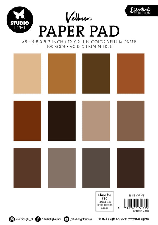 Studio Light Vellum Essentials Paper Pad - Shades of Brown