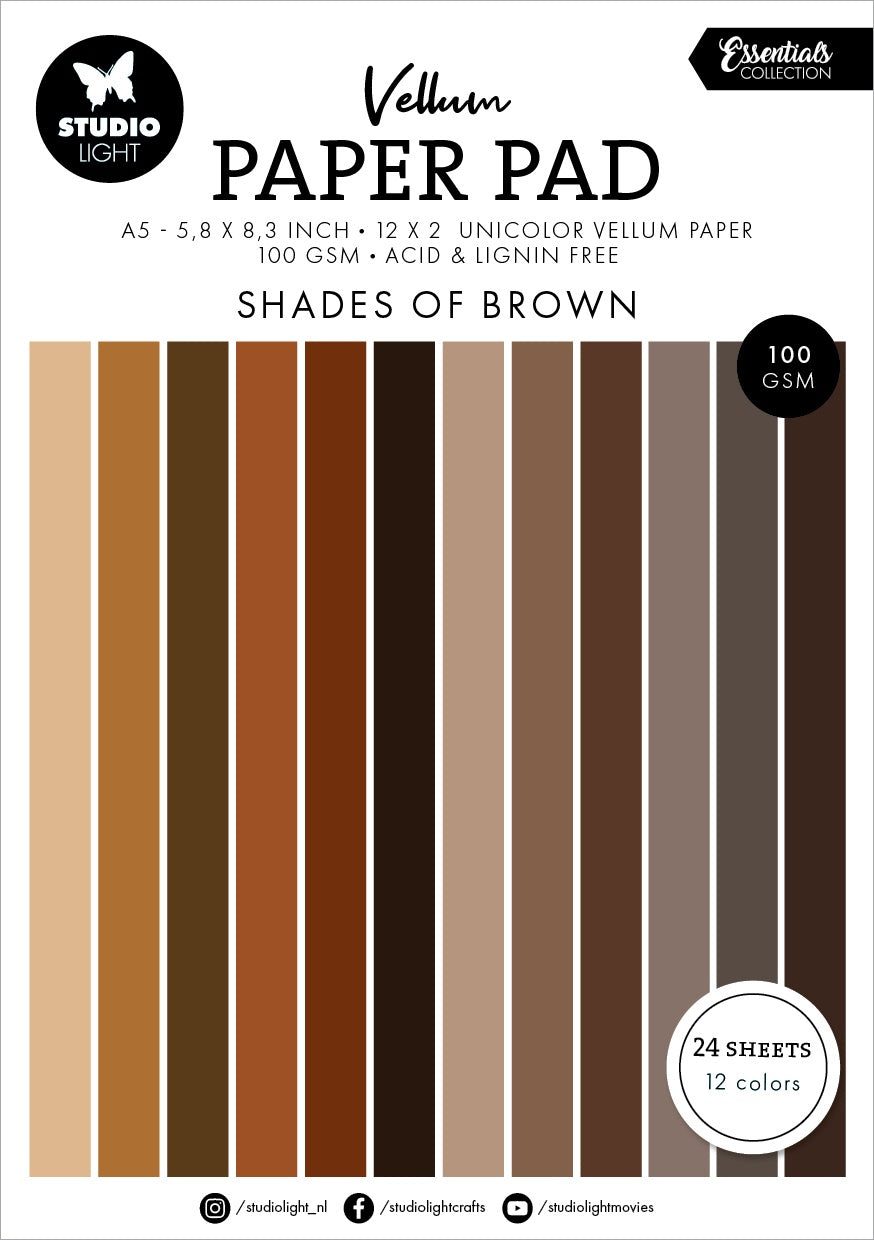 Studio Light Vellum Essentials Paper Pad - Shades of Brown