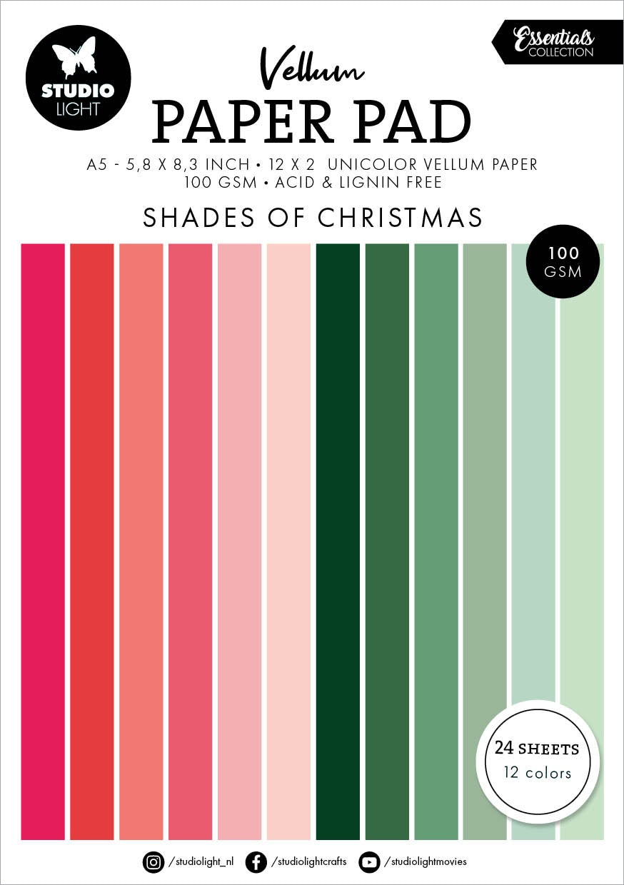Studio Light Vellum Essentials Paper Pad - Shades of Christmas