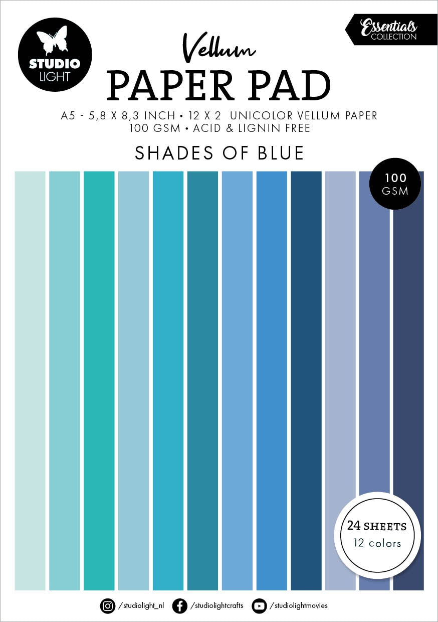 Studio Light Vellum Essentials Paper Pad - Shades of Blue