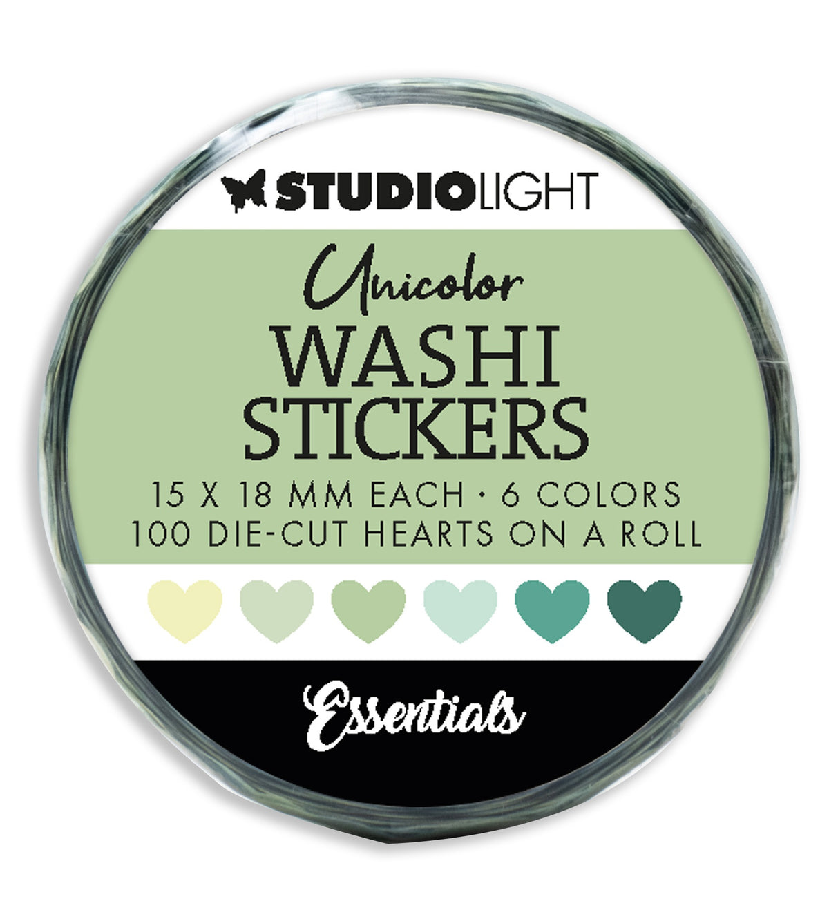 Studio Light Essentials Washi Die-Cut Heart Stickers - NR19 Greens