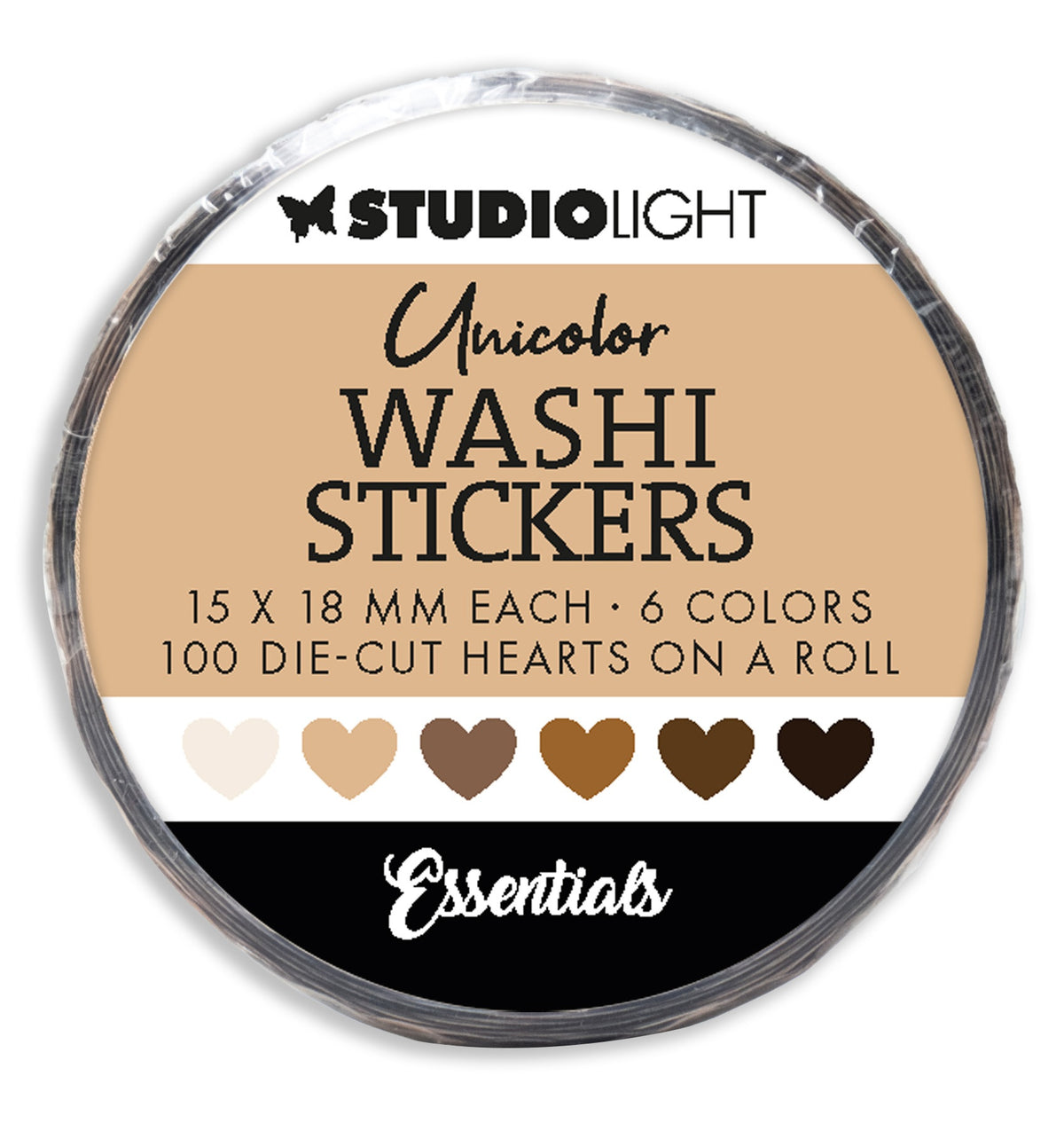 Studio Light Essentials Washi Die-Cut Heart Stickers - NR21 Browns