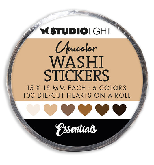 Studio Light Essentials Washi Die-Cut Heart Stickers - NR21 Browns
