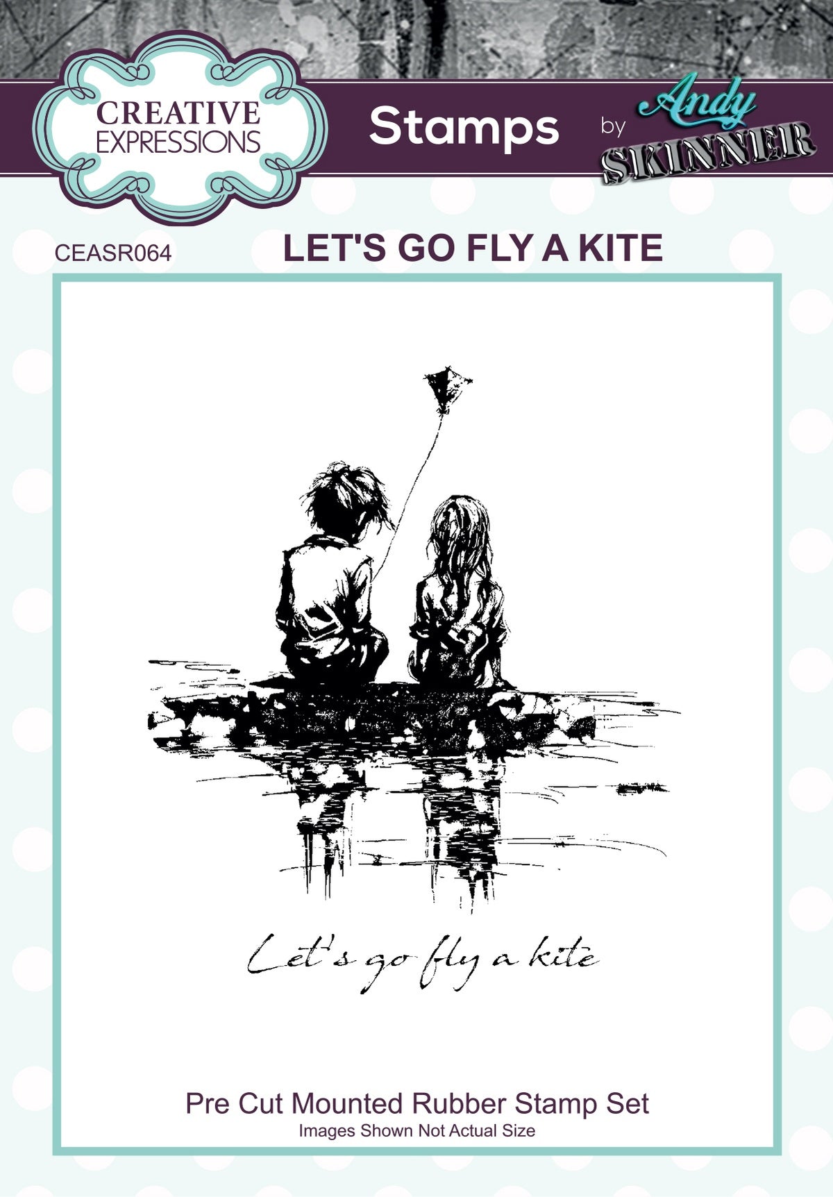 Creative Expressions 3.5"X5.25" Rubber Stamp By Andy Skinner - Lets Go Fly A Kite