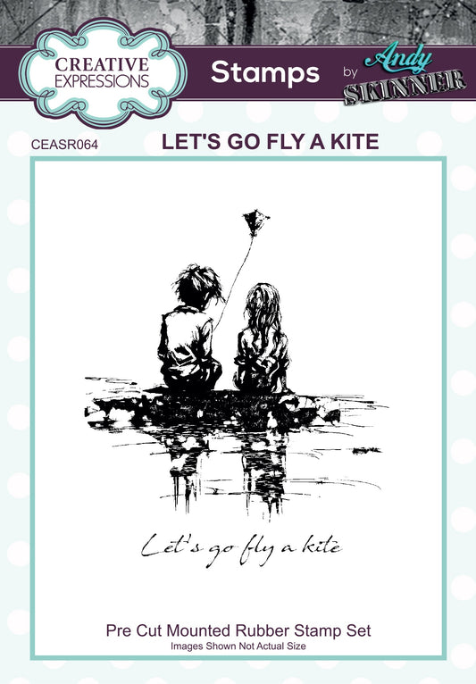 Creative Expressions 3.5"X5.25" Rubber Stamp By Andy Skinner - Lets Go Fly A Kite