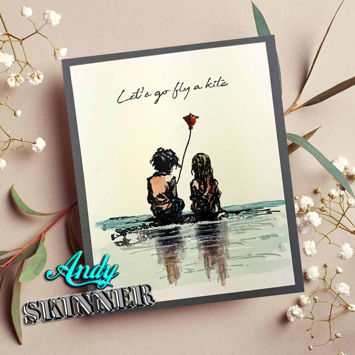 Creative Expressions 3.5"X5.25" Rubber Stamp By Andy Skinner - Lets Go Fly A Kite