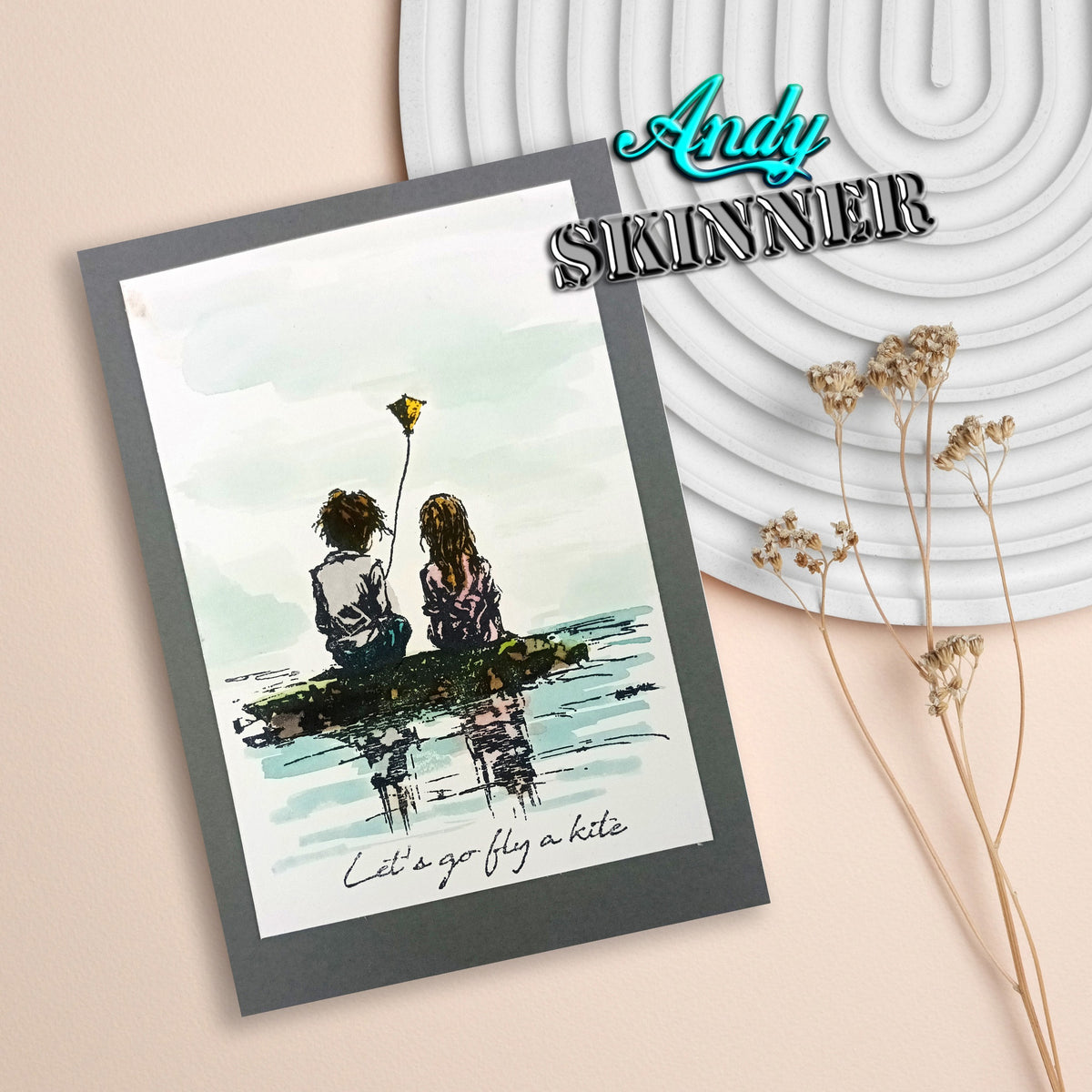 Creative Expressions 3.5"X5.25" Rubber Stamp By Andy Skinner - Lets Go Fly A Kite