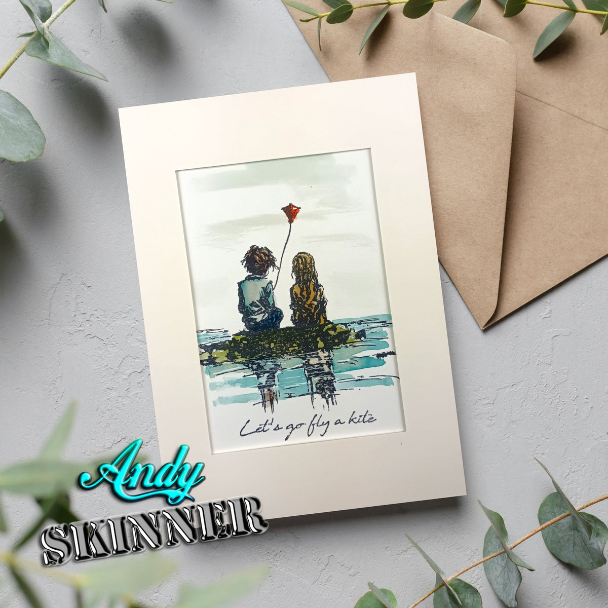 Creative Expressions 3.5"X5.25" Rubber Stamp By Andy Skinner - Lets Go Fly A Kite