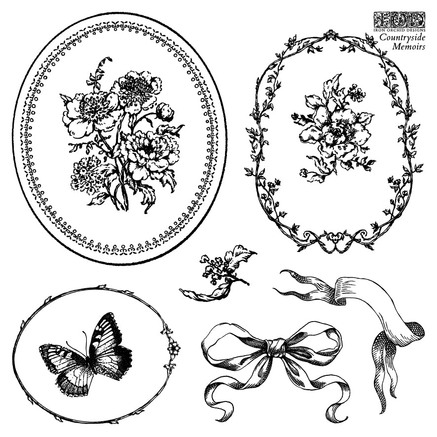 Iron Orchid Designs - Countryside Memoirs 6x6 Stamps - (4 Stamp Sheets)