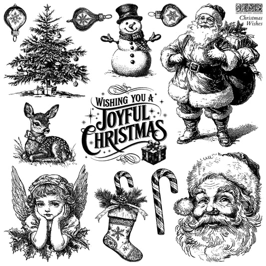 Christmas Wishes - 12x12 IOD Stamp - Iron Orchid Designs