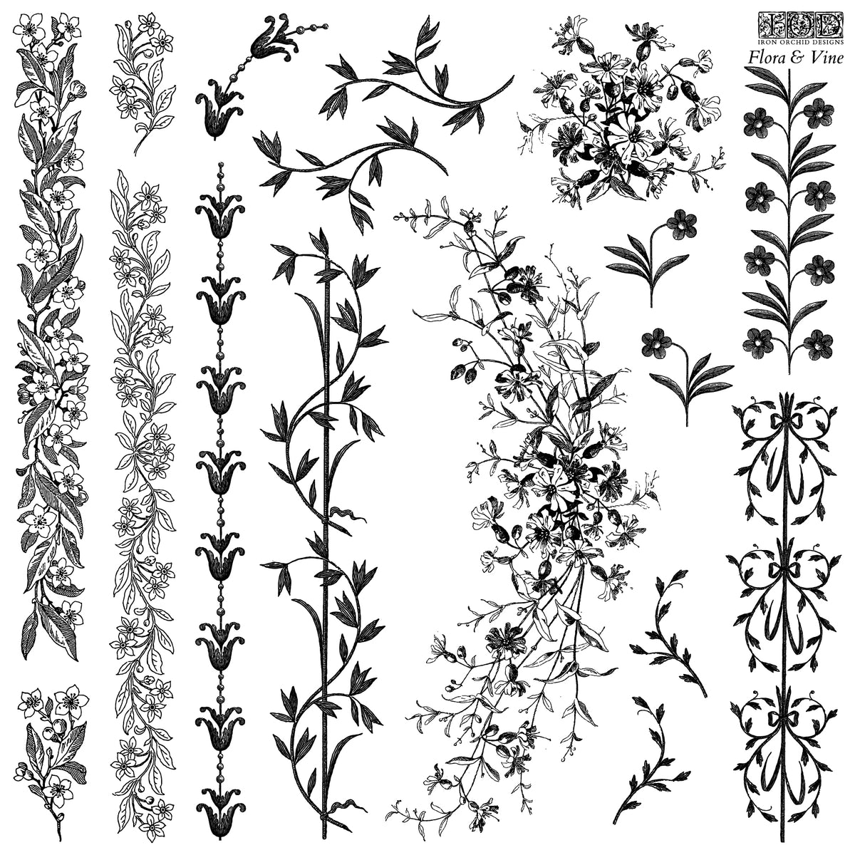 Iron Orchid Designs - Floral & Vine 12x12 Stamp
