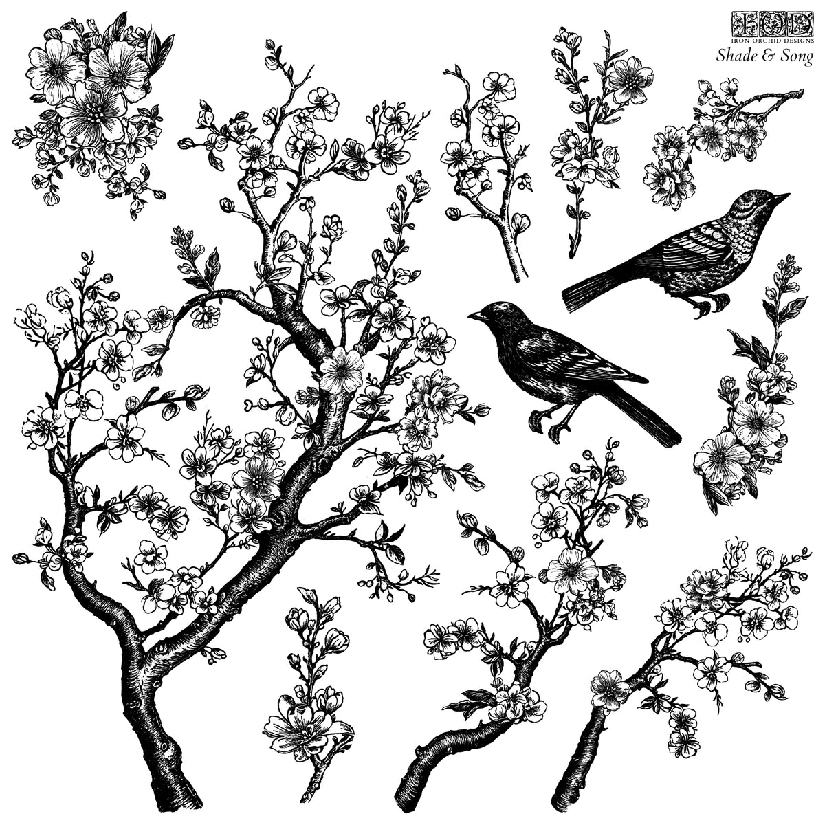 Iron Orchid Designs -Shade and Song 12x12 Stamp