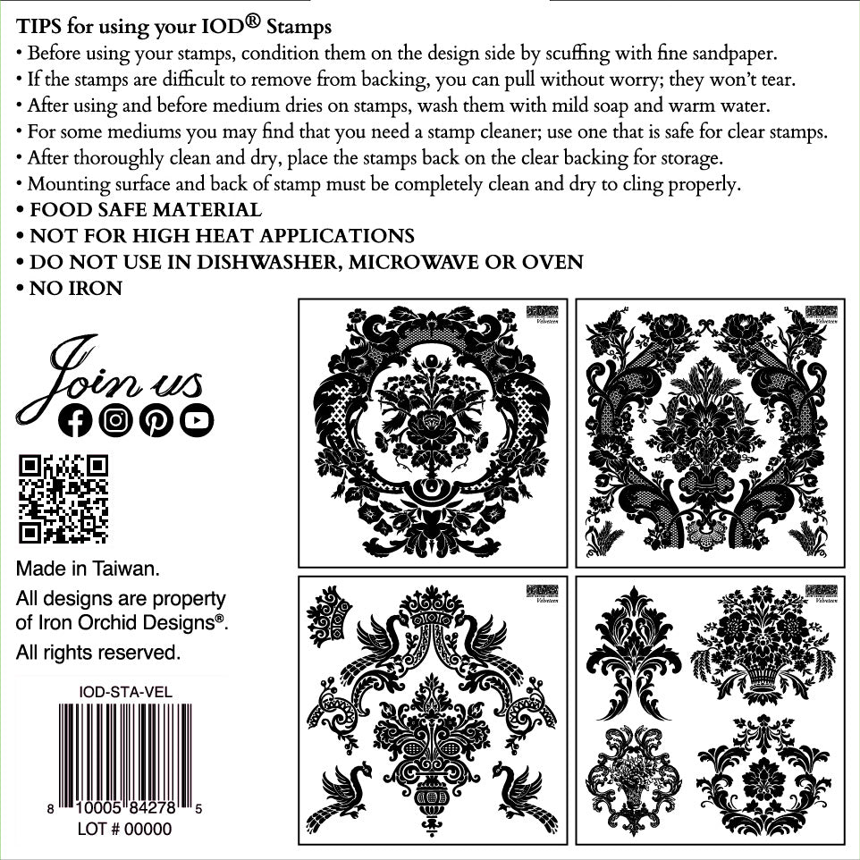 Iron Orchid Designs - Velveteen 6x6 Stamps - (4 Stamp Sheets)