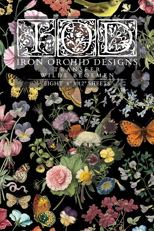 Iron Orchid Designs - Wilde Bloeman Transfer 8x12