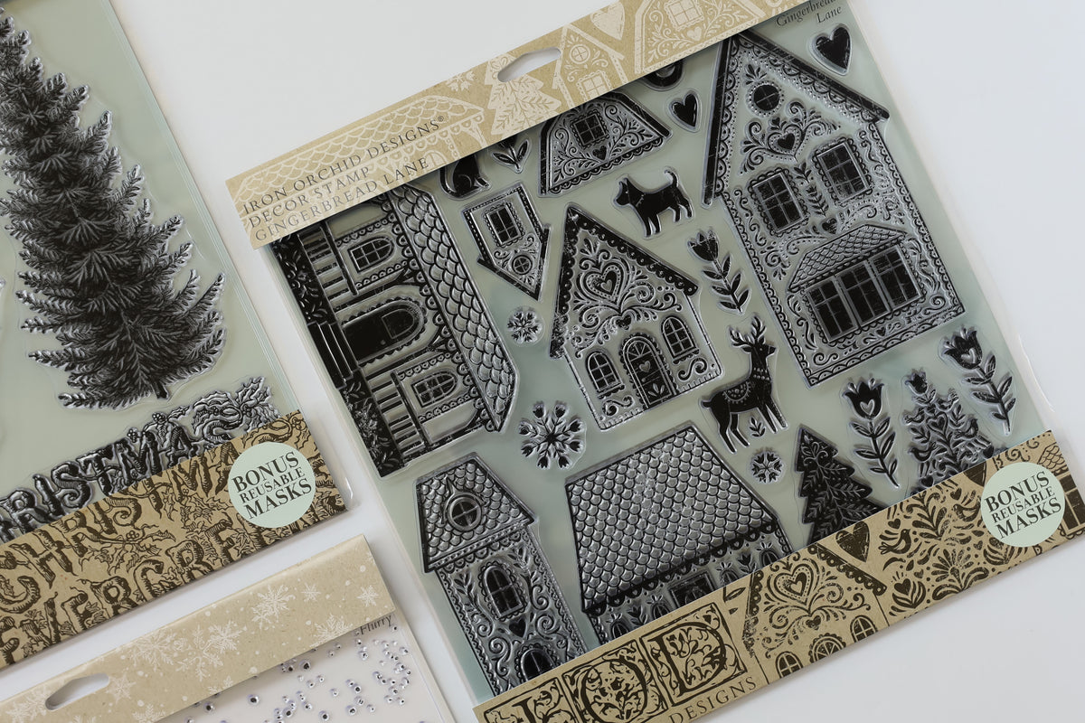 Gingerbread Lane - 12x12 IOD Stamp - Iron Orchid Designs - LIMITED EDITION