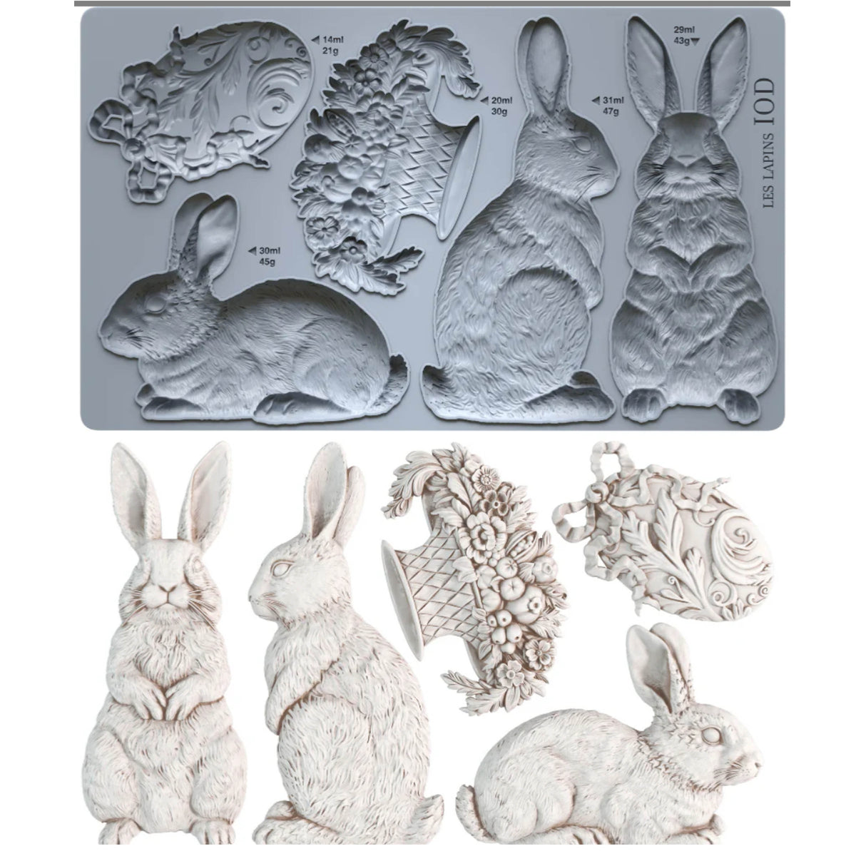 Les Lapins - 6x10 Mould - Iron Orchid Designs