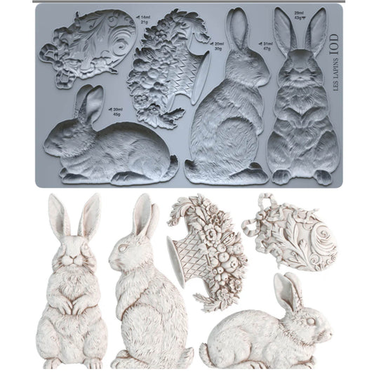 Les Lapins - 6x10 Mould - Iron Orchid Designs