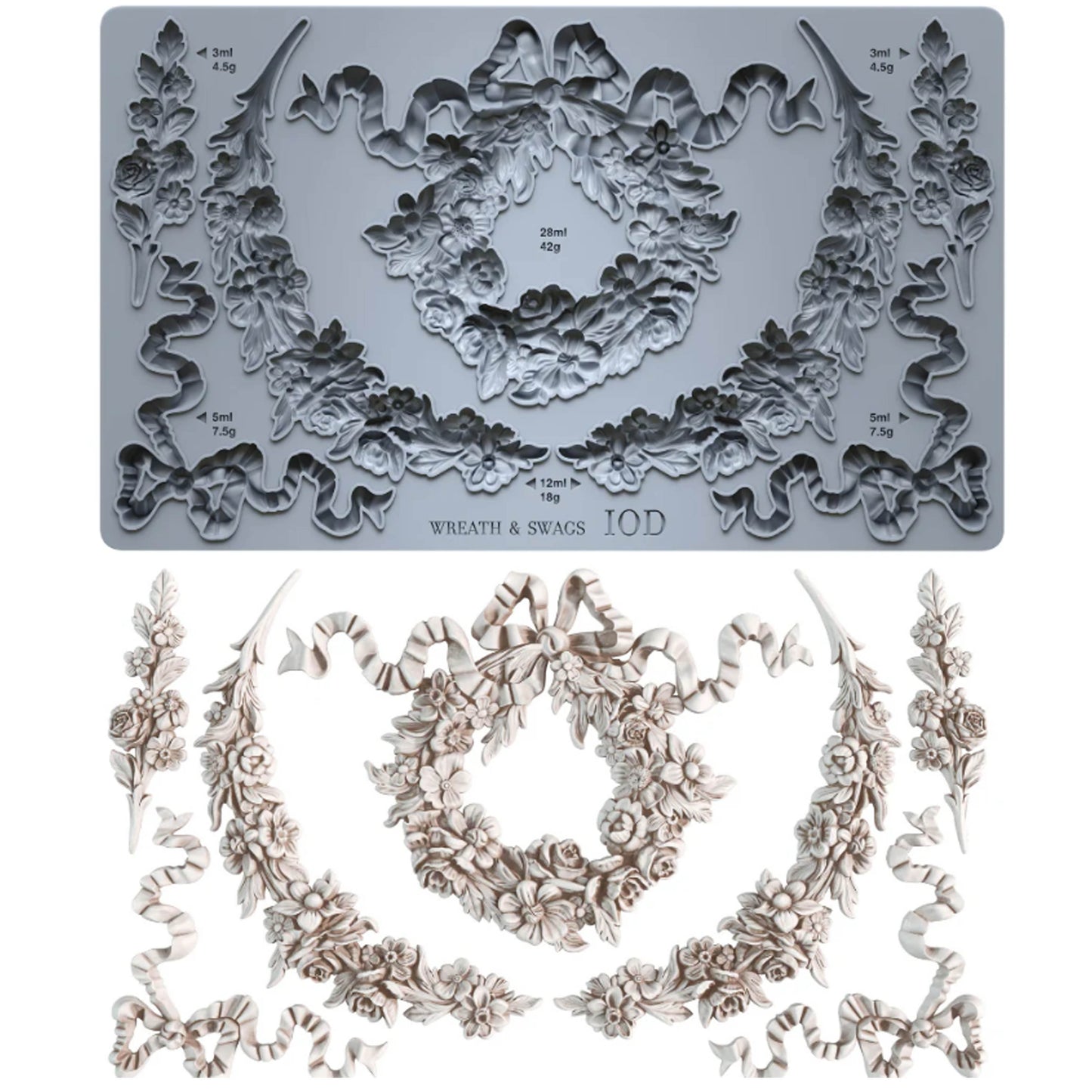 Wreath & Swags - 6x10 Mould - Iron Orchid Designs (Copy)